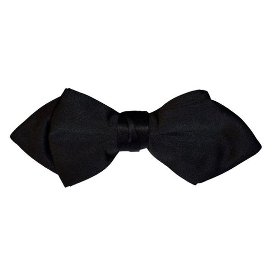 BLACK SATIN DIAMOND TIP BOWTIE, PRE-TIED