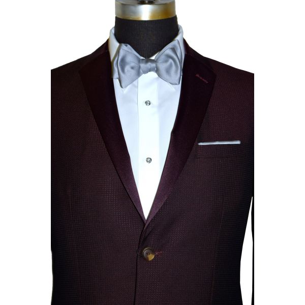 Burgundy Tuxedo with Burgundy Satin Lapel Ensemble