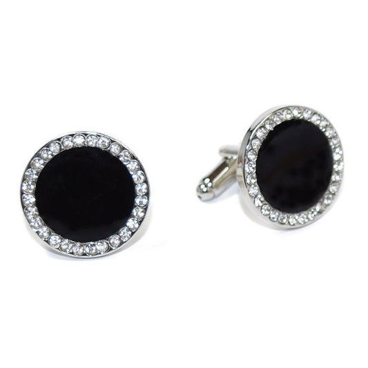 BLACK CUFFLINKS WITH CRYSTALS