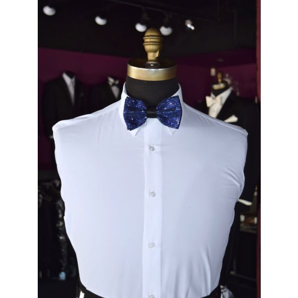 ROYAL BLUE SEQUIN BOWTIE, PRE-TIED