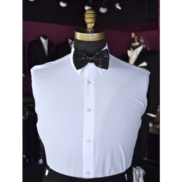 BLACK SEQUIN BOWTIE - PRE TIED