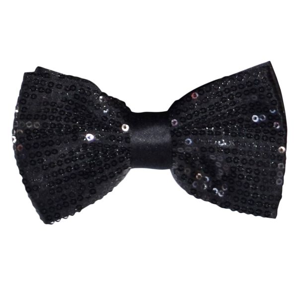 BLACK SEQUIN BOWTIE - PRE TIED
