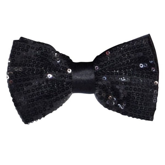 BLACK SEQUIN BOWTIE - PRE TIED