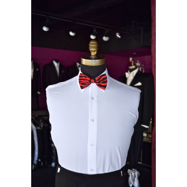 CRIMSON ZEBRA BOWTIE, PRE-TIED