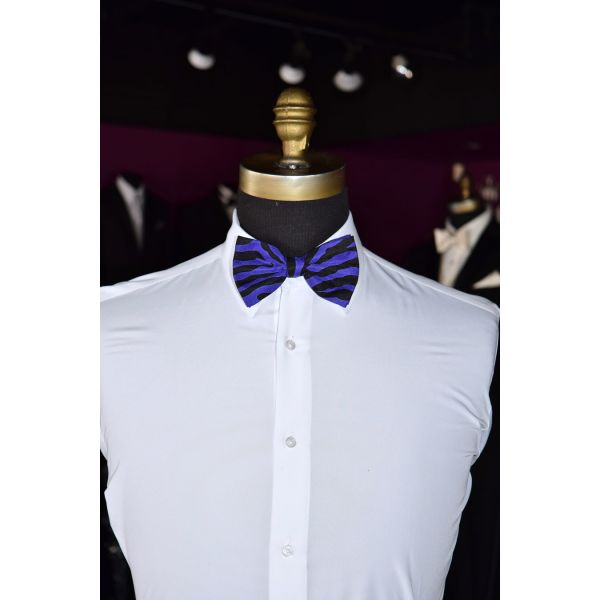 ZEBRA PRINT BOWTIE WITH PURPLE, PRE-TIED