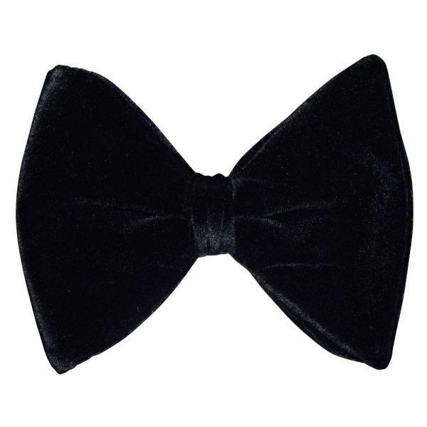 3.75 INCH BLACK VELVET BUTTERFLY BOWTIE, PRE-TIED