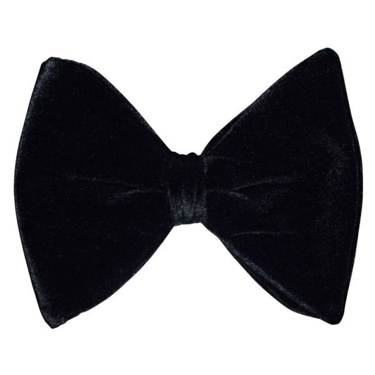 3.75 INCH BLACK VELVET BUTTERFLY BOWTIE, PRE-TIED