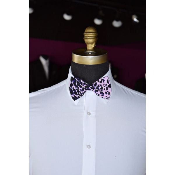 LEOPARD PRINT PINK BOWTIE, PRE-TIED
