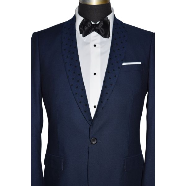 Navy Blue Shawl Collar Dinner Jacket