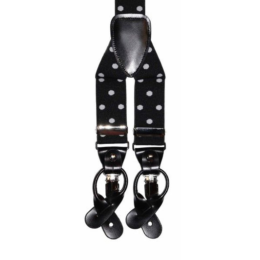 BLACK SUSPENDERS WITH WHITE POLKA DOT