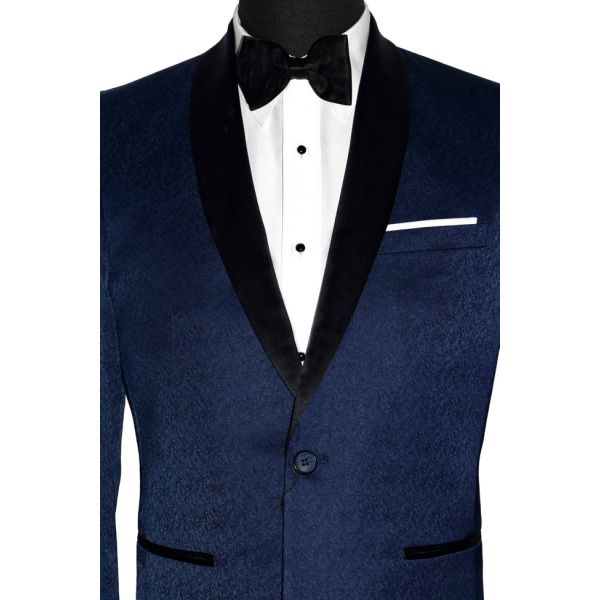 Blue Tuxedo with Black Shawl Collar