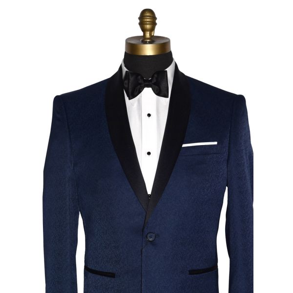 Blue Tuxedo with Black Shawl Collar