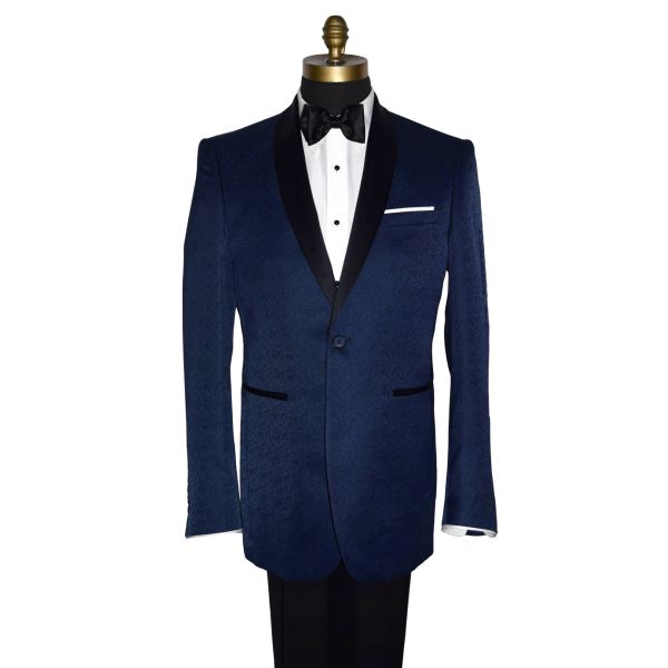 Blue Tuxedo with Black Shawl Collar