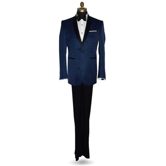 Blue Tuxedo with Black Shawl Collar