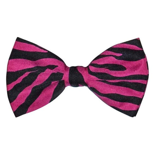 MAGENTA ZEBRA PRINT BOWTIE, PRE-TIED
