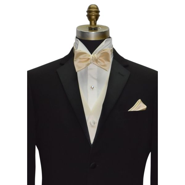 Champagne Bow Tie and Pocket Hankie -SELF TIE