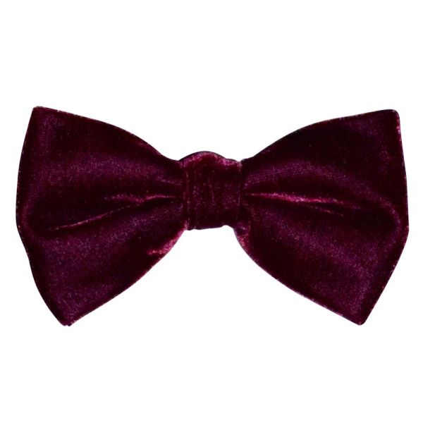 BURGUNDY VELVET BOWTIE, PRE-TIED
