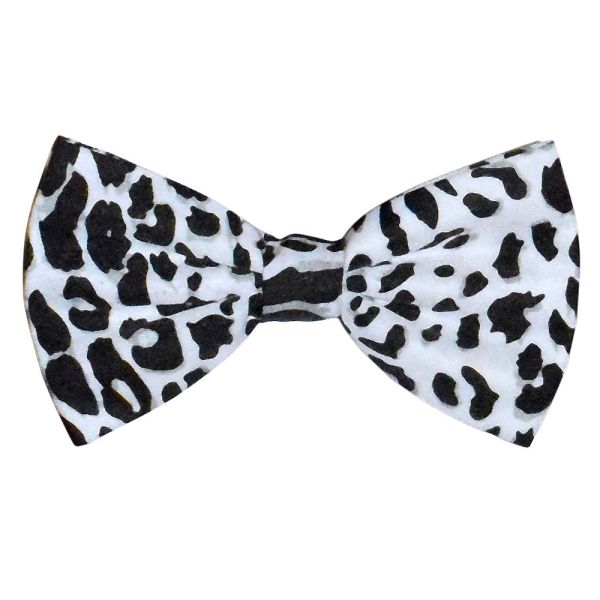 WHITE LEOPARD BOWTIE, PRE-TIED