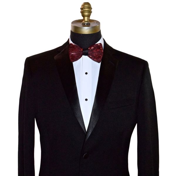 RED SEQUIN BOWTIE, PRE-TIED