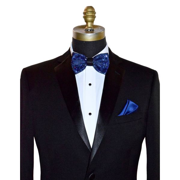 ROYAL BLUE SEQUIN BOWTIE, PRE-TIED