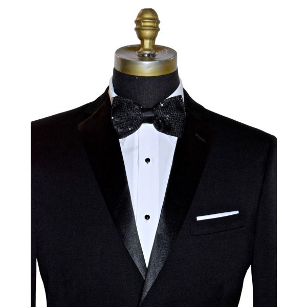 BLACK SEQUIN BOWTIE - PRE TIED