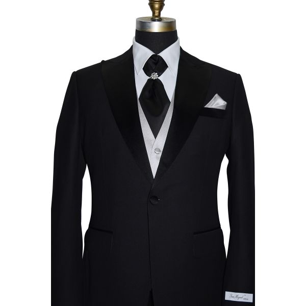 BLACK CRAVAT, PRE-TIED