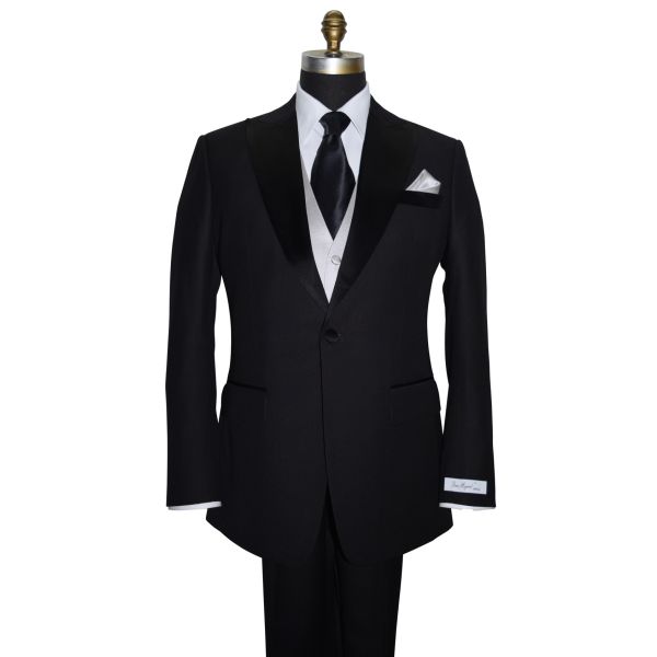 BLACK SILK NECKTIE WITH POCKET HANDKERCHIEF