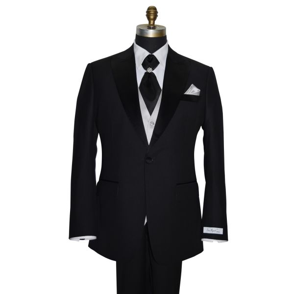 Black Peak Lapel Tuxedo Set - Coat and Pants Ensemble.