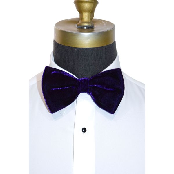 REGAL PURPLE VELVET BOWTIE,  PRE-TIED