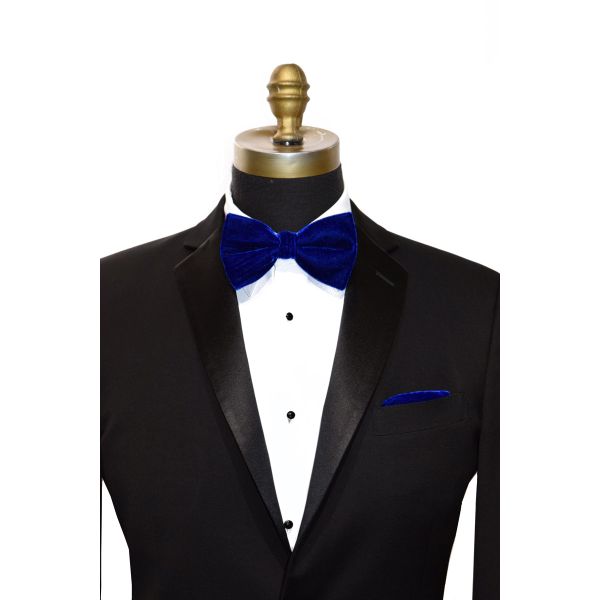 BOWTIE ROYAL BLUE VELVET, PRE-TIED