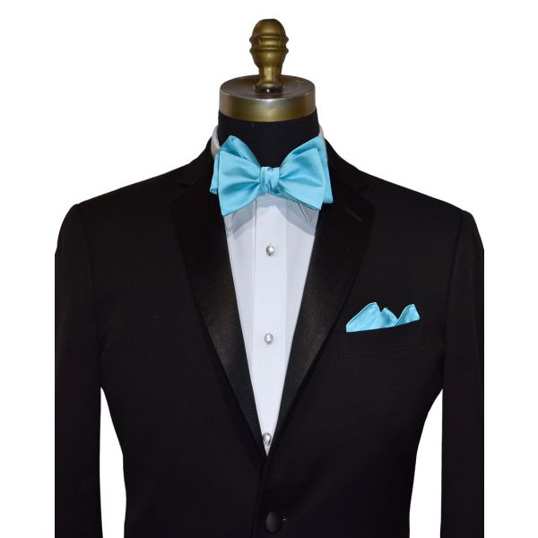 Turquoise Bow Tie and Pocket Hankie -TIE YOURSELF