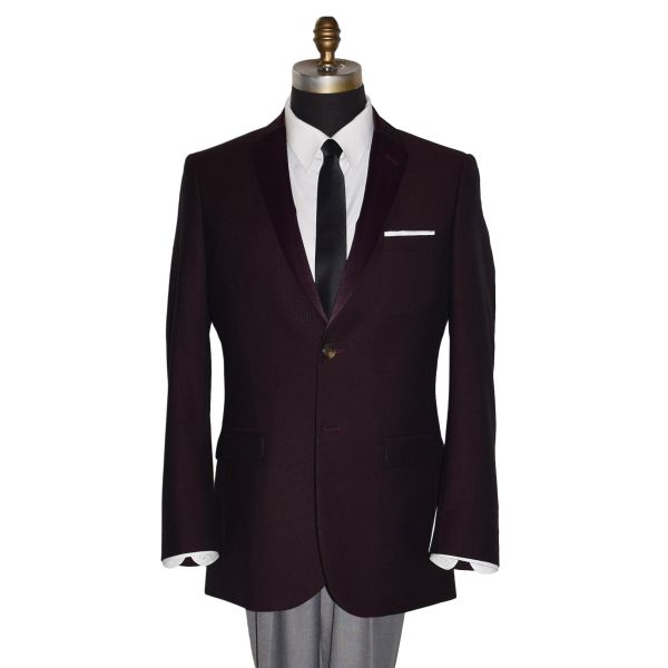 Burgundy Tuxedo with Burgundy Satin Lapel Ensemble