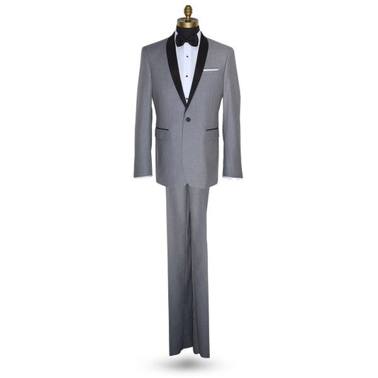 LT. GRAY SHAWL COLLAR TUXEDO AND PANTS SET