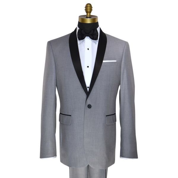 LT. GRAY SHAWL COLLAR TUXEDO AND PANTS SET