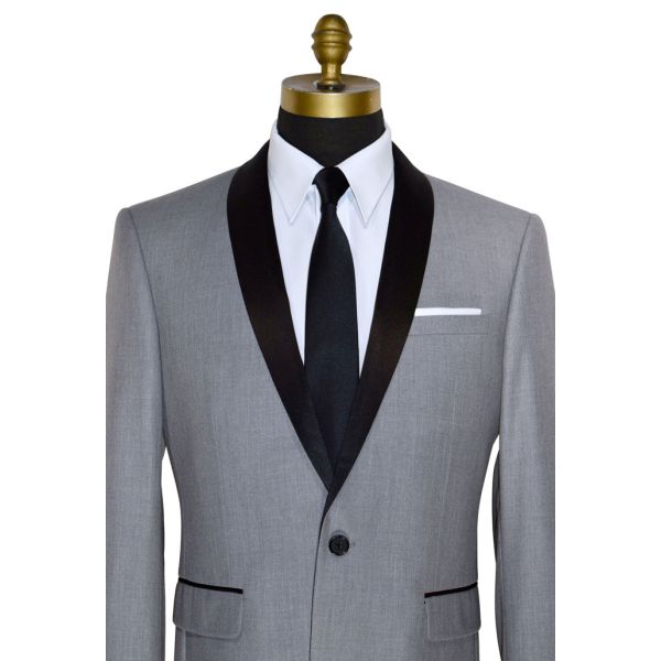 LT. GRAY SHAWL COLLAR TUXEDO AND PANTS SET