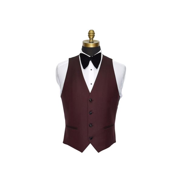 BURGUNDY SUPER 120'S WOOL TUXEDO VEST