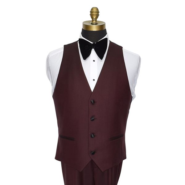 Men's Burgundy Tuxedo Jacket With Black Peak Lapel