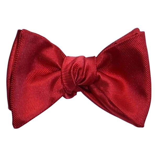 red self-tie bowtie against a white background