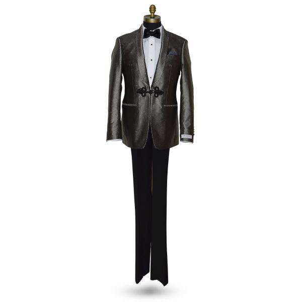 GOBI SAND AND BLACK SHAWL COLLAR