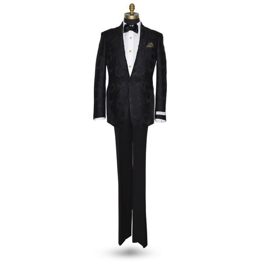 BLACK BROCADE SHAWL COLLAR DANTE INFERNO