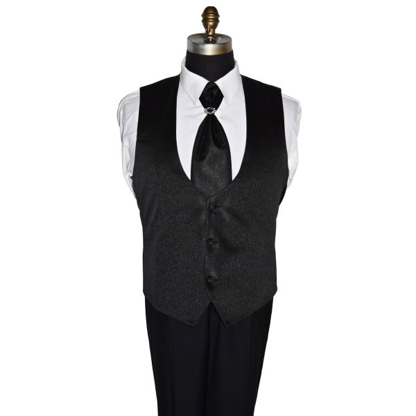 Men's Black Nehru Tuxedo Ensemble with Black Accents