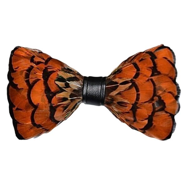 BURNT ORANGE FEATHER BOWTIE