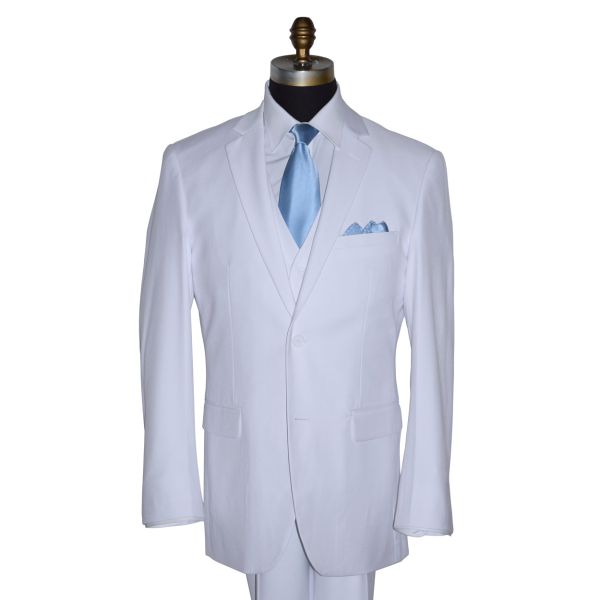 White 3 Piece Men's Suit -Coat, Pants and Vest