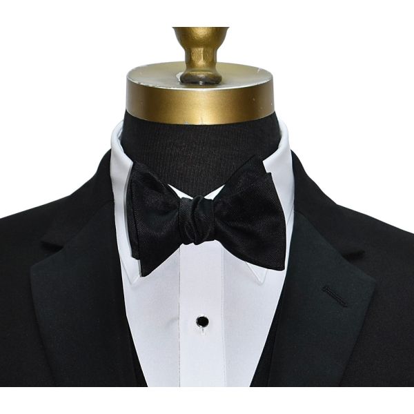 BLACK SATIN BOWTIE WITH TEXTURE-TIE YOURSELF