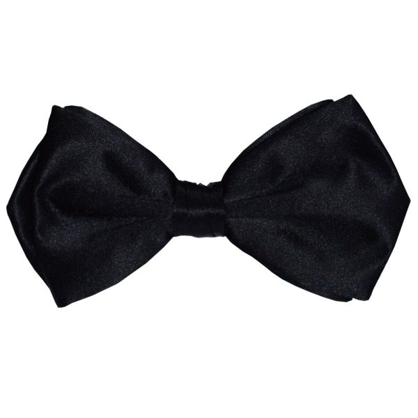 Black Silk 3 INCH Diamond Tip Bow Tie, PRE-TIED