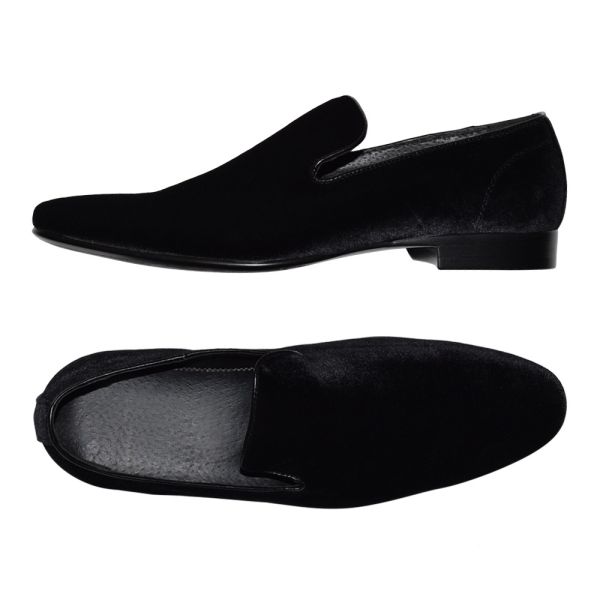 BLACK VELVET SLIP-ON MENS PUMP