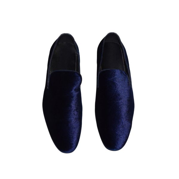 SAPPHIRE BLUE VELVET SLIP-ON MENS PUMP