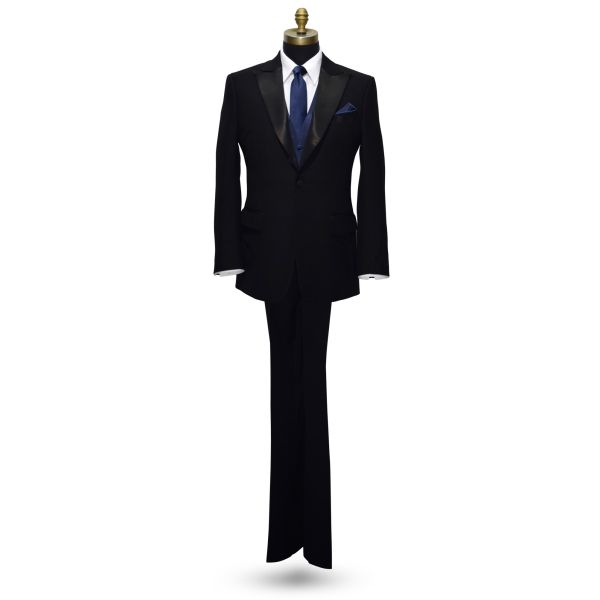 Black Peak Lapel Tuxedo Set - Coat and Pants Ensemble.