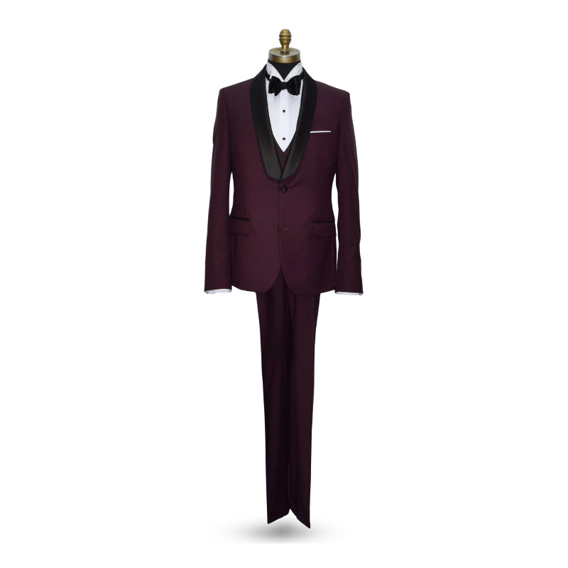 BURGUNDY TUXEDO ENSEMBLE INCLUDING VEST