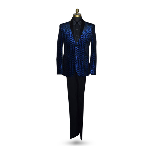 Royal Blue Medallion Velvet Ensemble